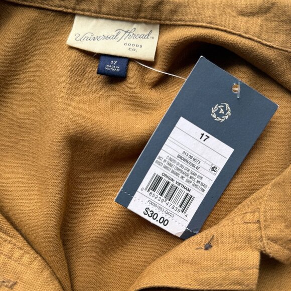 Universal Thread Womens Romper Size 17 Brown Linen Rayon Relaxed Utility Style - Picture 3 of 5